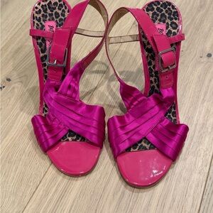 Betsey Johnson Fuchsia Satin Sandals